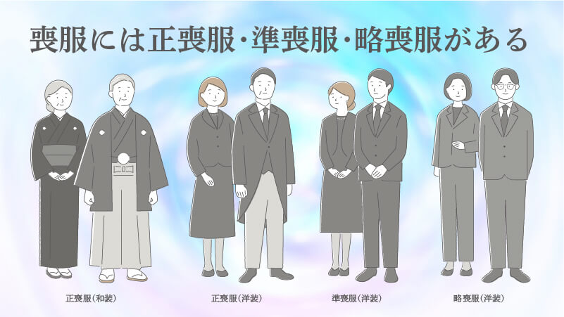 喪服には正喪服・準喪服・略喪服がある