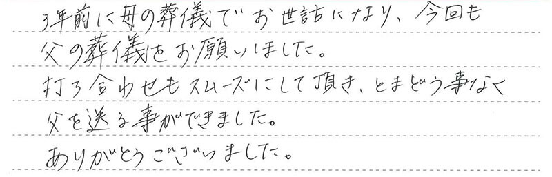 とまどう事なく父を送る事ができました。